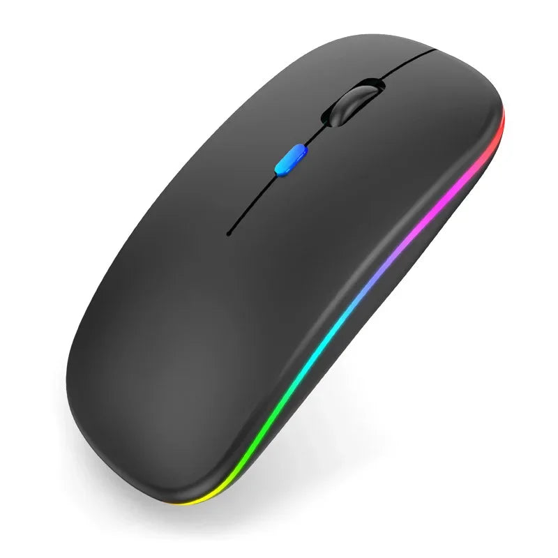 Mouse luminoso sem fio bluetooth 2.4ghz carregamento usb