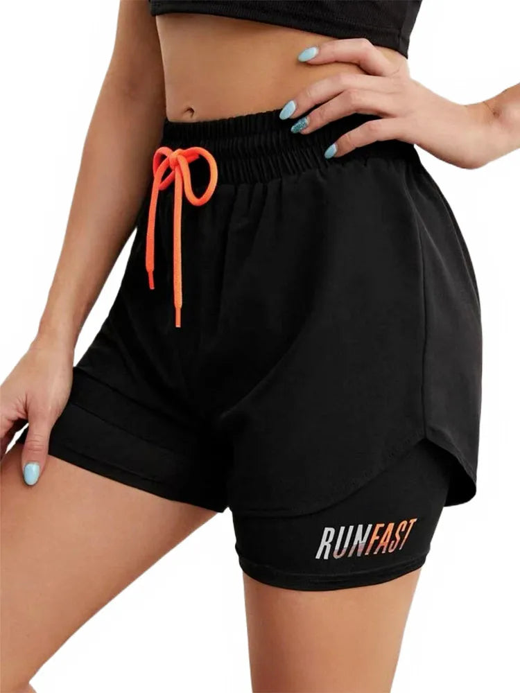 Shorts esportivos femininos 2 em 1