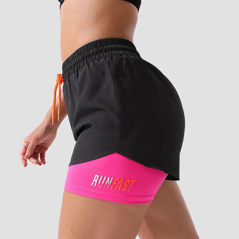 Shorts esportivos femininos 2 em 1