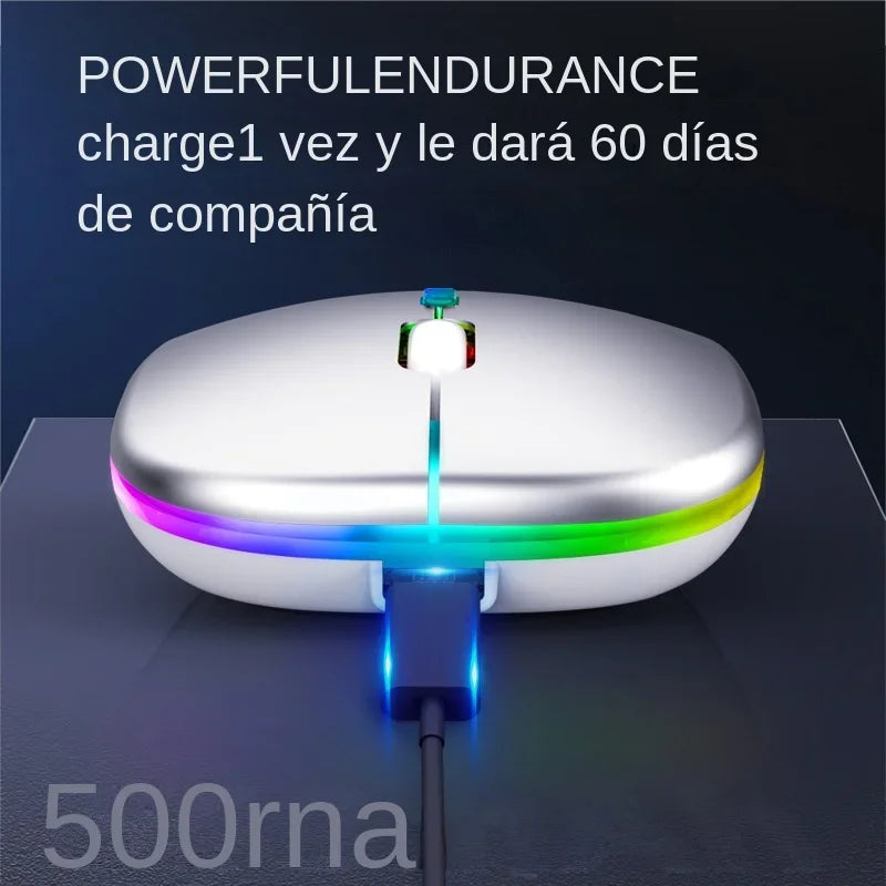 Mouse luminoso sem fio bluetooth 2.4ghz carregamento usb