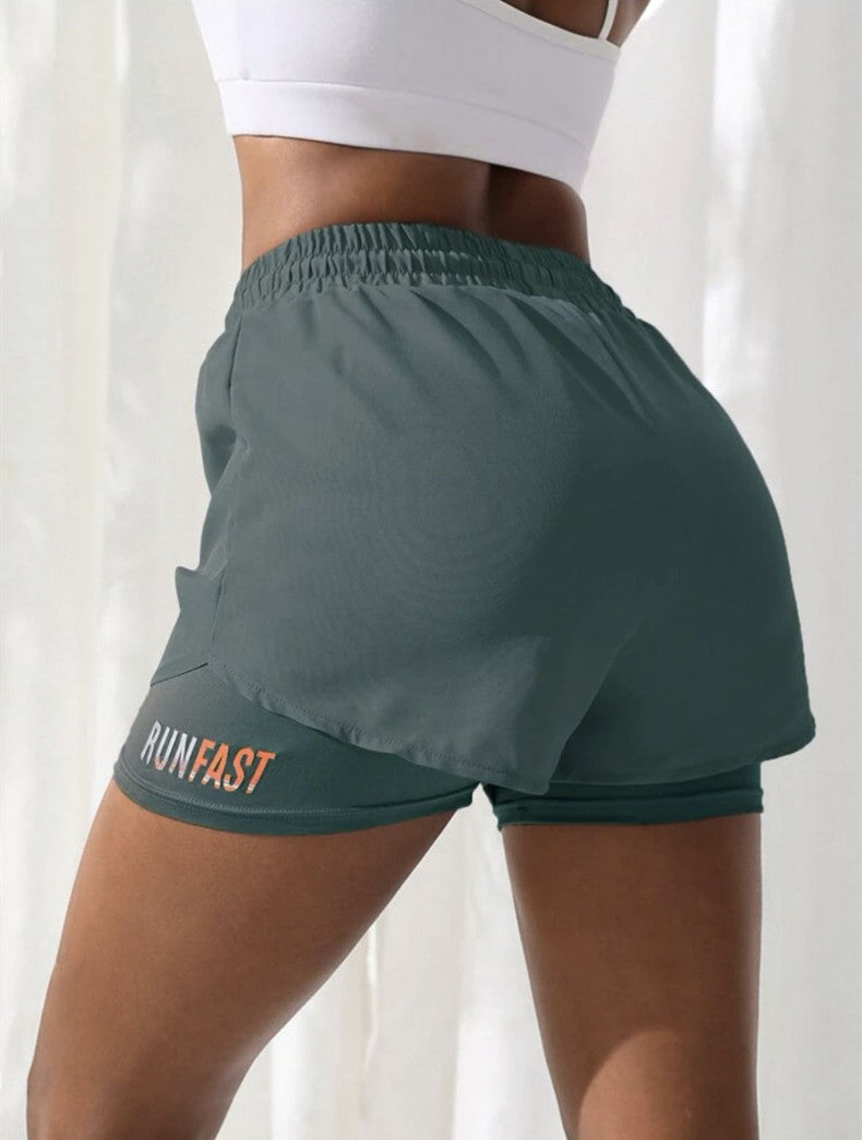 Shorts esportivos femininos 2 em 1