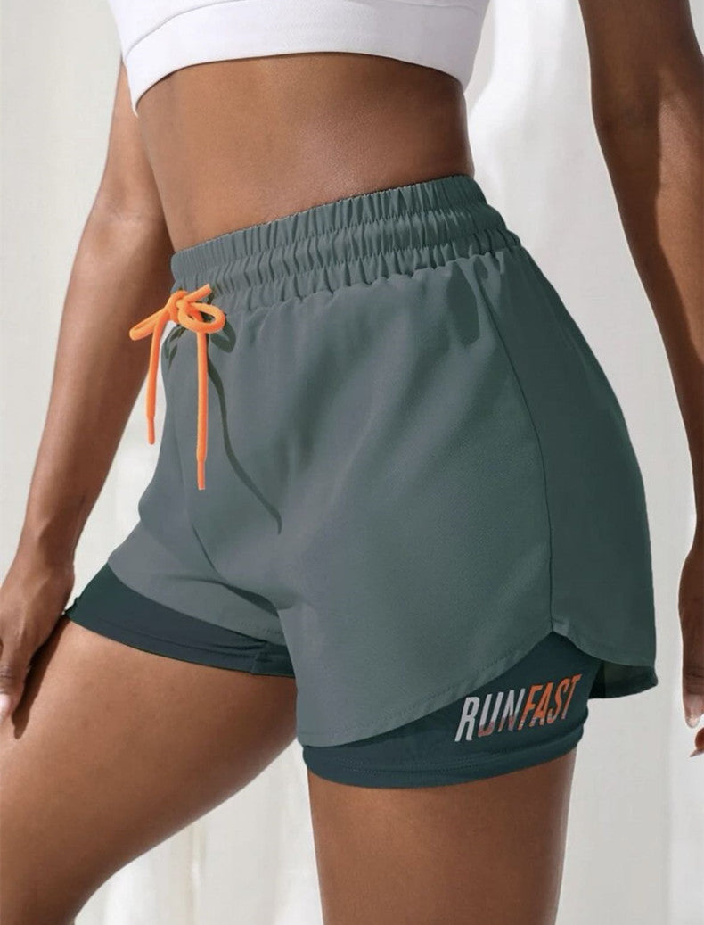 Shorts esportivos femininos 2 em 1